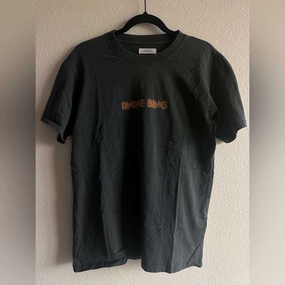 Anine Bing Charcoal oversized Tee with Copper Logo